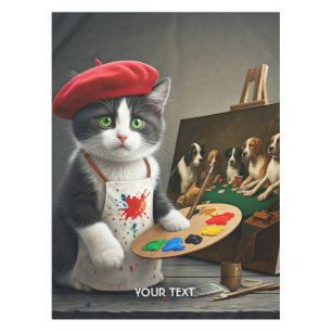 Fantasy Cute Cat Beret Painting Tablecloth