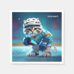 Fantasy Cute Cat Hockey Uniform Napkin