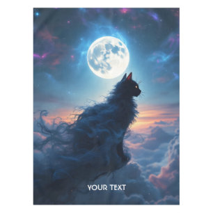 Fantasy Cute Cat Moon Clouds Tablecloth