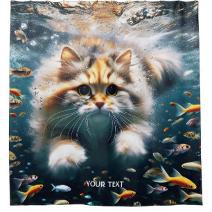 Fantasy Cute Cat Swimming Underwater