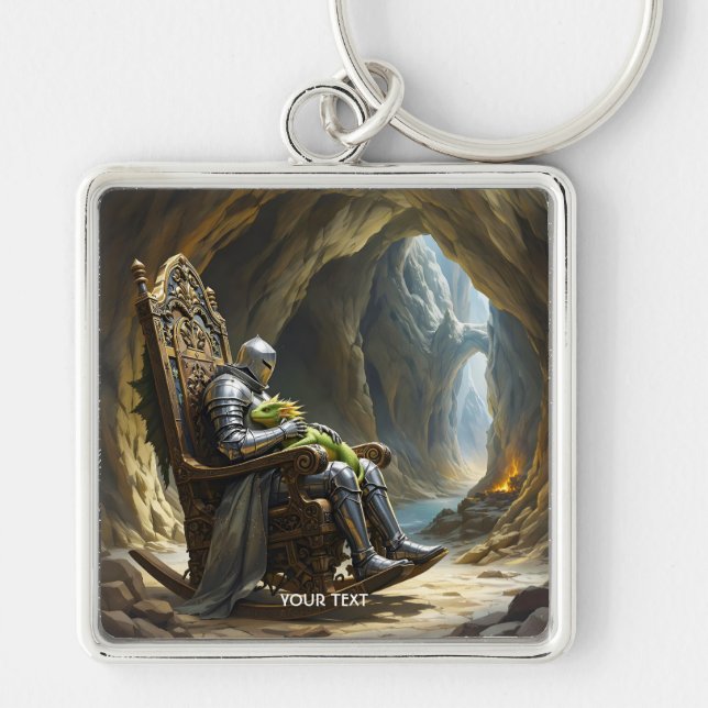 Fantasy Cute  Cave Dragon Knight Keychain (Front)