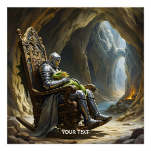 Fantasy Cute Cave Dragon Knight Poster