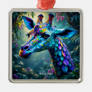Fantasy Cute Chameleon Like Giraffe Metal Ornament