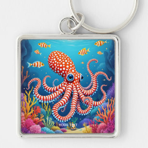 Fantasy Cute Chequered Octopus Sea Keychain