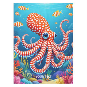 Fantasy Cute Chequered Octopus Sea Tablecloth