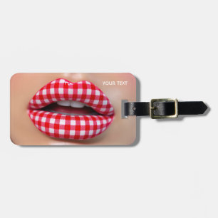 Fantasy Cute Chequered Red Lips Luggage Tag