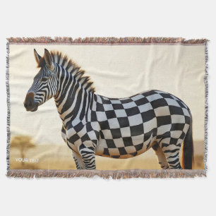 Fantasy Cute Chequered White Zebra Throw Blanket