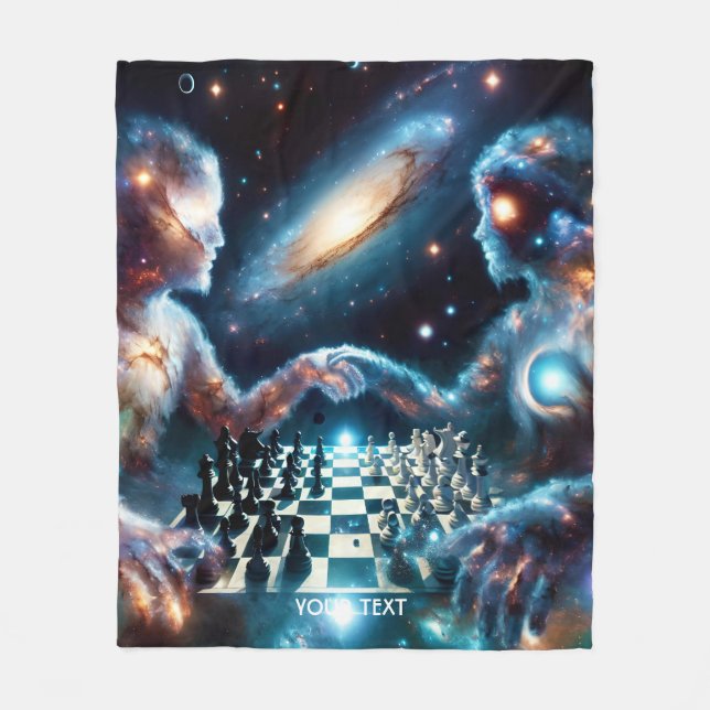 Fantasy Cute Chess Space Stars Fleece Blanket (Front)