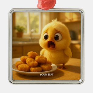 Fantasy Cute Chicken Nuggets Baby Metal Ornament