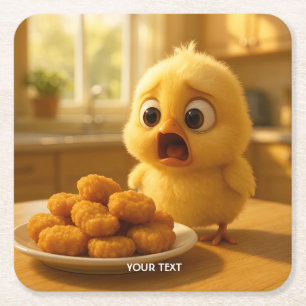 Fantasy Cute Chicken Nuggets Baby Square Paper Coaster