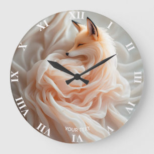 Fantasy Cute Chiffon Fabric Fox Large Clock