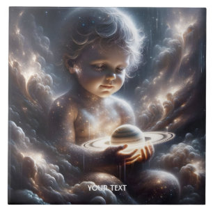 Fantasy Cute Child Space Stars Tile