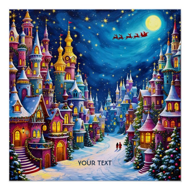 Fantasy Cute Christmas Eve Town  Poster (Front)