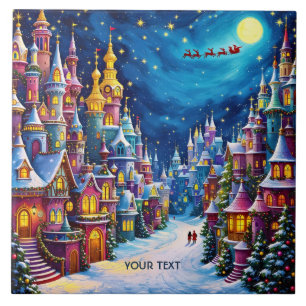 Fantasy Cute Christmas Eve Town  Tile