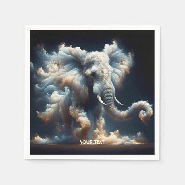 Fantasy Cute Clouds Elephant Smoke Napkin (Front)