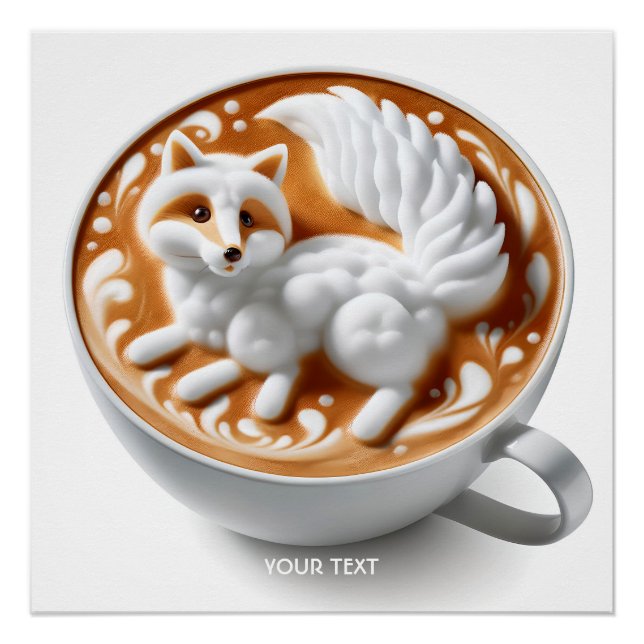 Fantasy Cute Coffee Fox Cup Poster (Front)