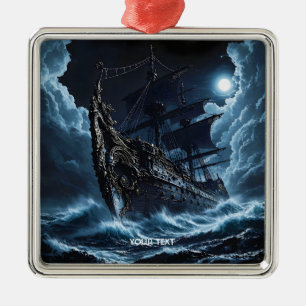 Fantasy Cute Corsair Ghost Ship Metal Ornament