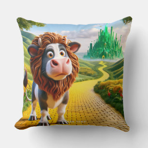 Fantasy Cute Cow Lion Road Throw Pillow