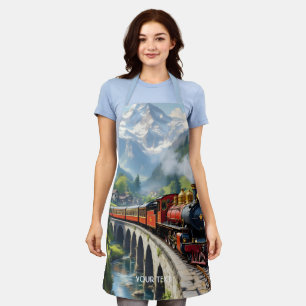 Fantasy Cute Crimson Antique Train Apron