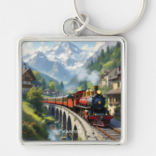 Fantasy Cute Crimson Antique Train Keychain