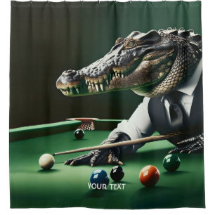 Fantasy Cute Crocodile Playing Billiard 