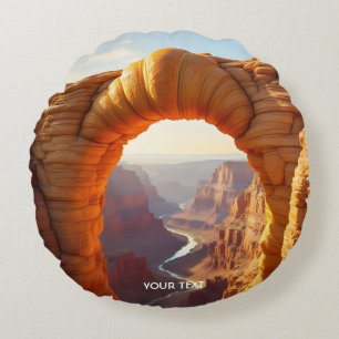 Fantasy Cute Croissant Arch Canyon Round Pillow