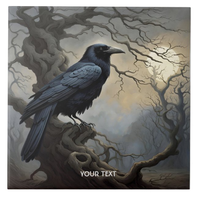 Fantasy Cute Crow Tree Darkness Tile (Front)