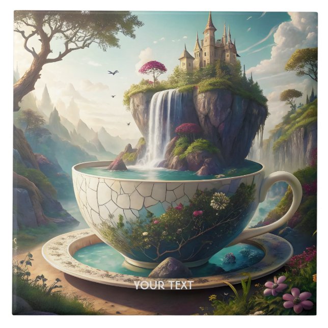 Fantasy Cute Cup Castle Lake Tile (Front)