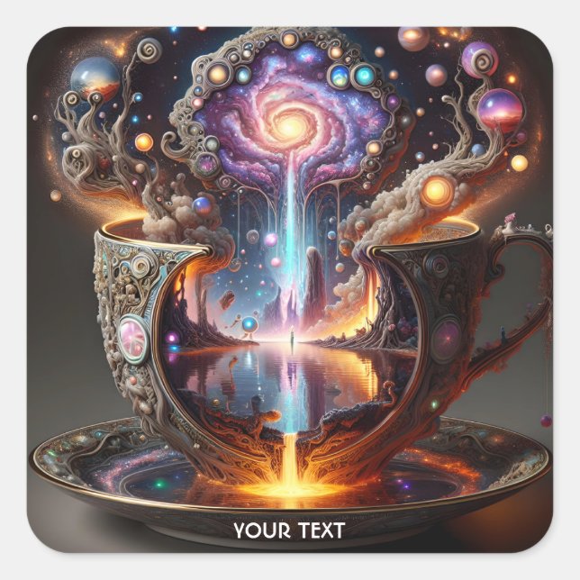 Fantasy Cute Cup Lava Space Square Sticker (Front)