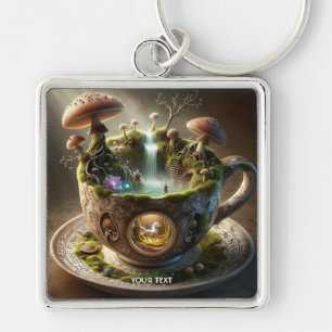 Fantasy Cute Cup Mushrooms Forest Keychain