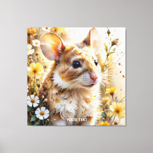 Fantasy Cute Curious Mouse Garden Canvas Print