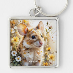 Fantasy Cute Curious Mouse Garden Keychain