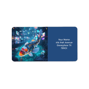 Fantasy Cute Cyber Fish City  Label