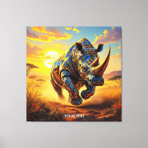 Fantasy Cute Cyber Rhino Desert Canvas Print
