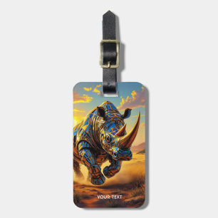 Fantasy Cute Cyber Rhino Desert Luggage Tag