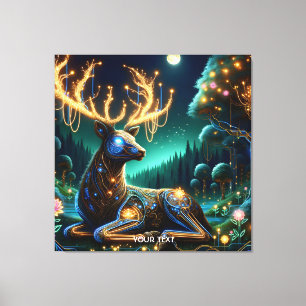 Fantasy Cute Cyber Stag Forest Canvas Print