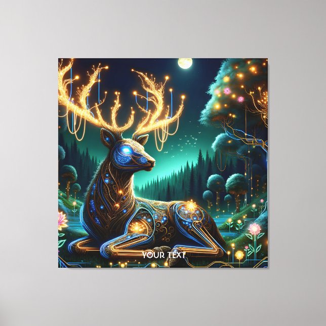 Fantasy Cute Cyber Stag Forest Canvas Print (Front)