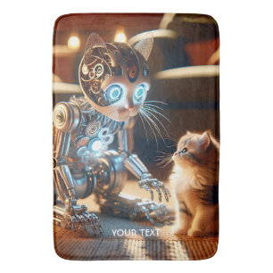 Fantasy Cute Cyborg Cat Kitten Bath Mat