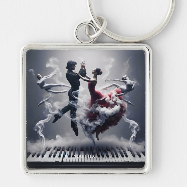Fantasy Cute Dancer Ballerina Piano Keychain (Front)