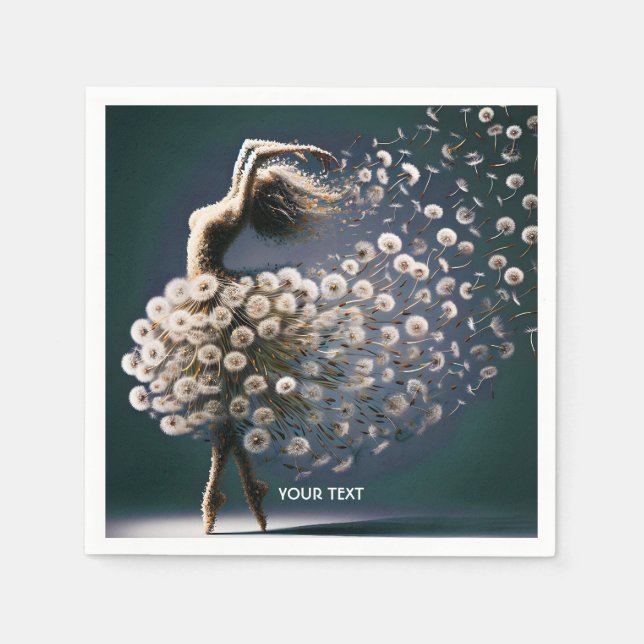 Fantasy Cute Dancer Flying Flowers Napkin (Front)