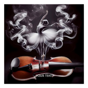 Fantasy Cute Dancing Ballerina Violin Poster