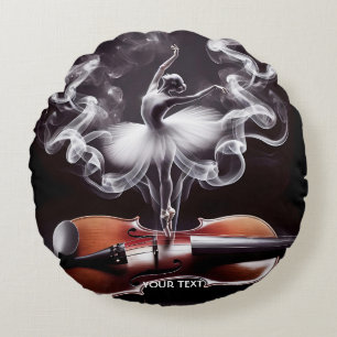 Fantasy Cute Dancing Ballerina  Violin Round Pillow