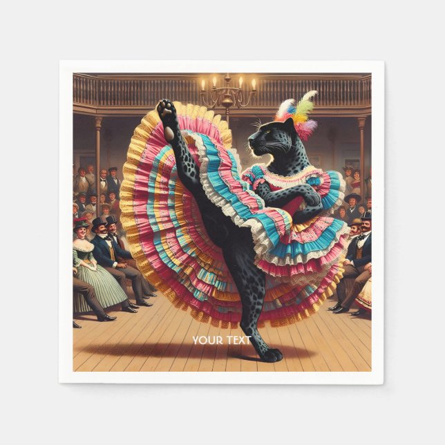 Fantasy Cute Dancing Panther Crowd Napkin (Front)
