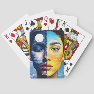 Fantasy Cute Day Night Face  Playing Cards