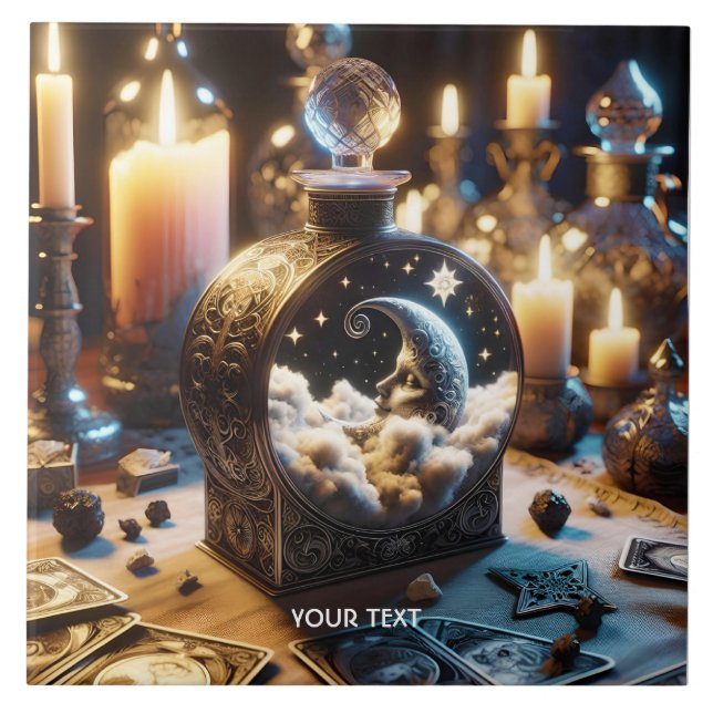 Fantasy Cute Decanter Moon Night Tile (Front)