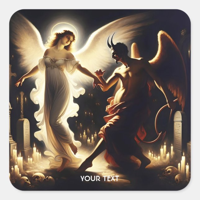 Fantasy Cute Demon Angel Dancing Square Sticker (Front)