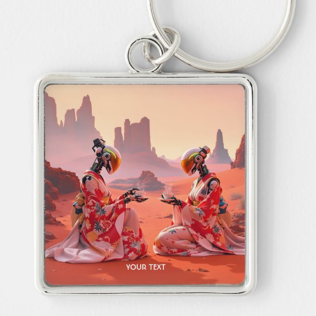 Fantasy Cute Desert Mars Tea Keychain (Front)