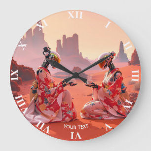 Fantasy Cute Desert Mars Tea Large Clock