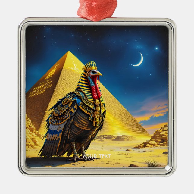 Fantasy Cute Desert Pharaoh Turkey Metal Ornament (Front)