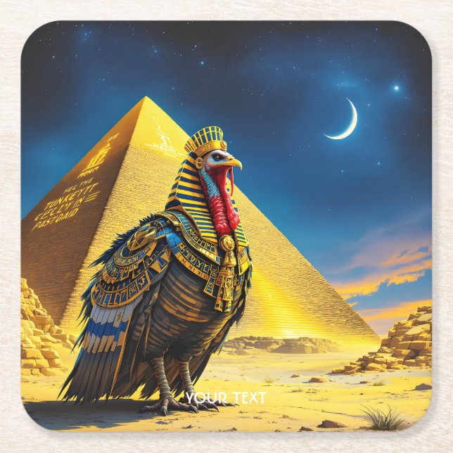 Fantasy Cute Desert Pharaoh Turkey Square Paper Coaster (Front)